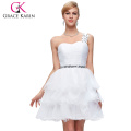 Grace Karin Sexy Sweetheart One Shoulder Design Organza Robes de cocktail en cristal blanc CL4589-2